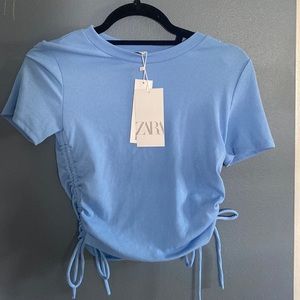 NEW Light blue Zara top with cinched sides